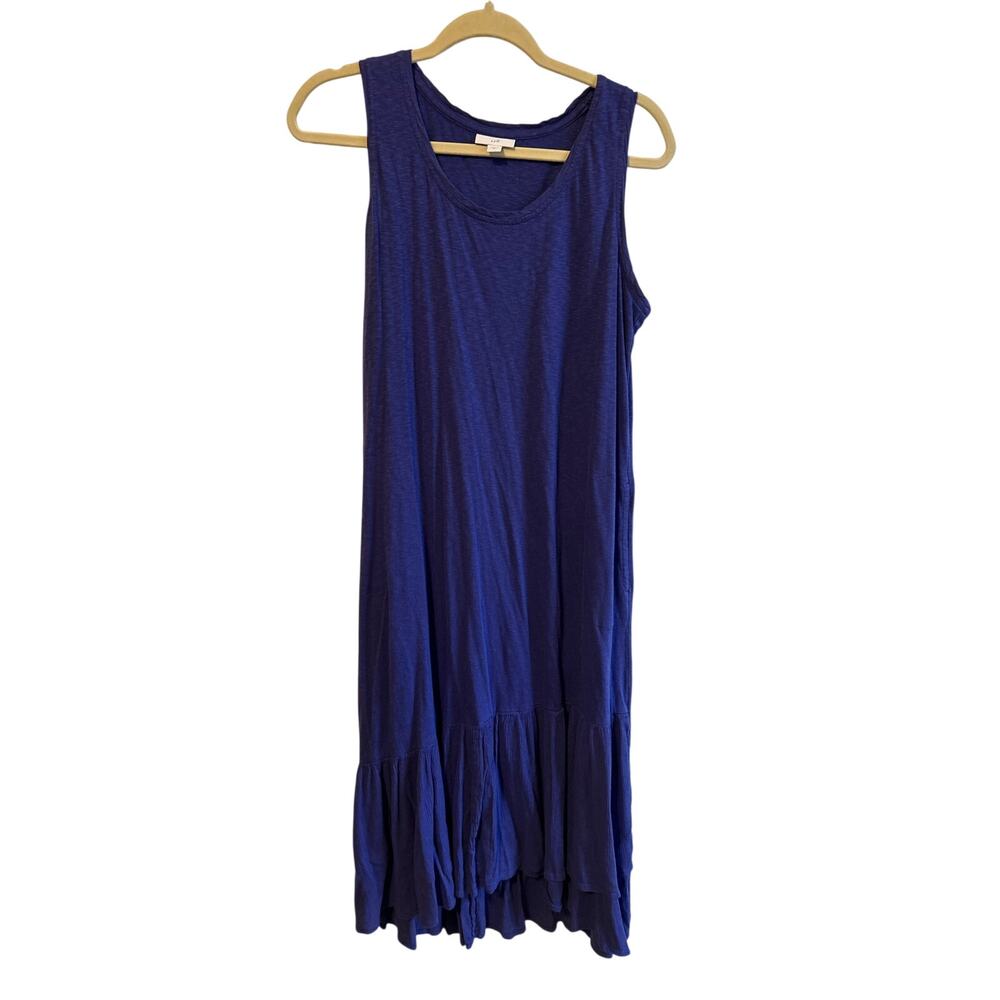 J. Jill Purple Flounce Midi Ruffle Dress Cotton Blend Small